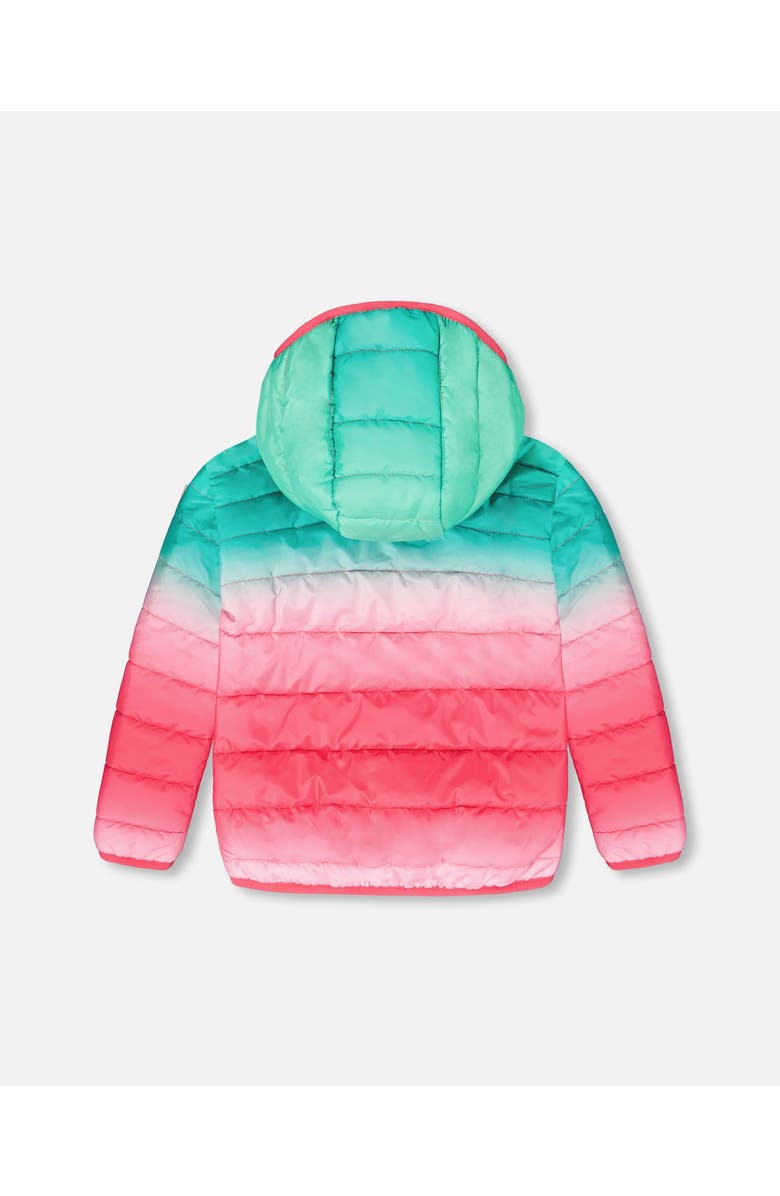 Deux par Deux Girl Quilted Mid-Season Jacket, Alternate, color, Green And Pink Gradient