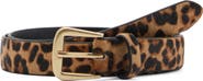 MANGO Leopard Print Genuine Calf Hair Belt