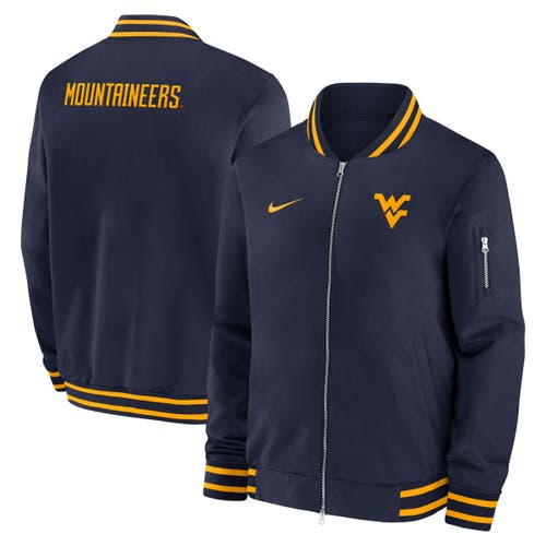 Nike Navy West Virginia Mountaineers 2024 Sideline Full-zip Bomber Jacket