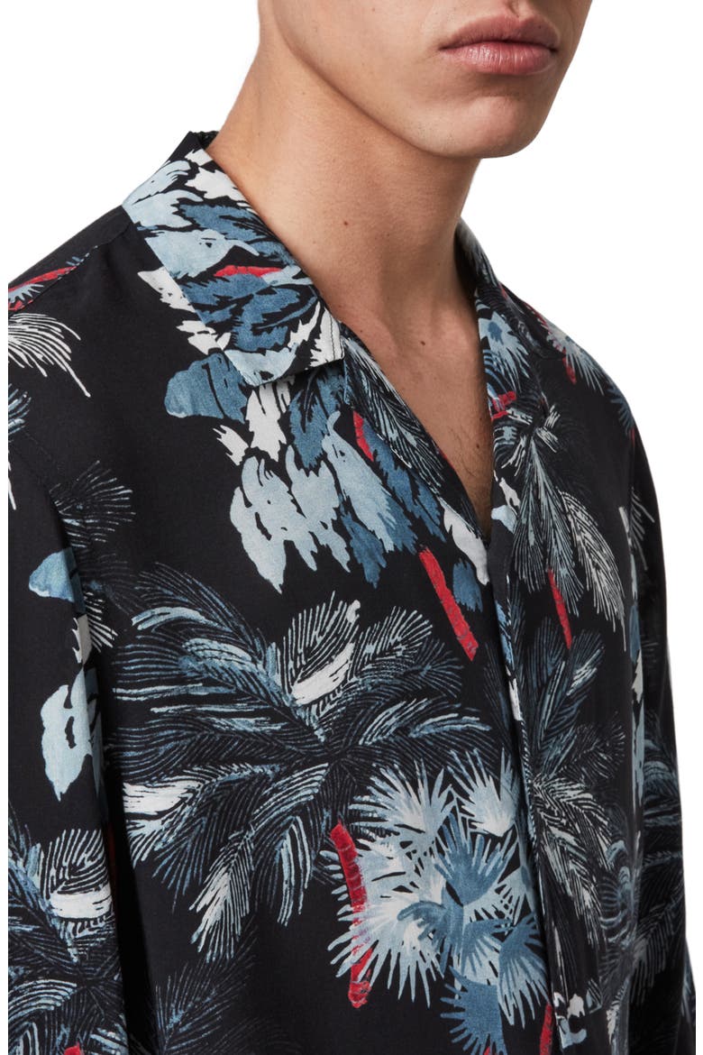 Monteverde Long Sleeve Button-Up Camp Shirt, Alternate, color, JET BLACK