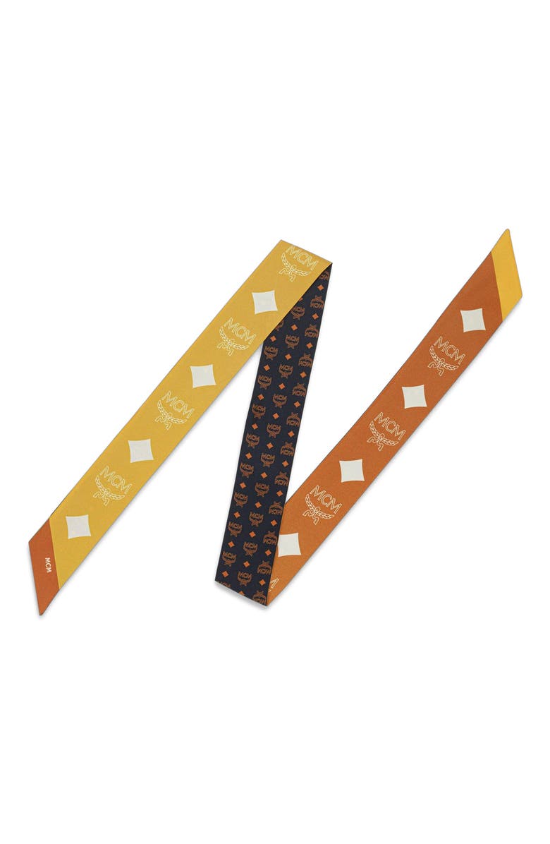 MCM Reversible Monogram Print Petite Scarf in Organic Silk, Main, color, 