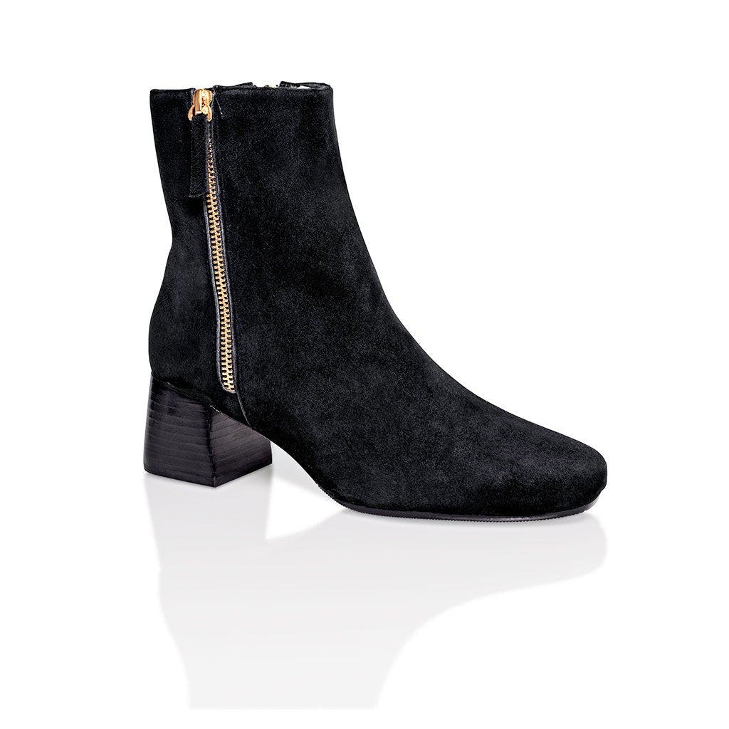 Joan Oloff Shoes Arina Dress Ankle Bootie with a Block Heel, Alternate, color, Black Suede