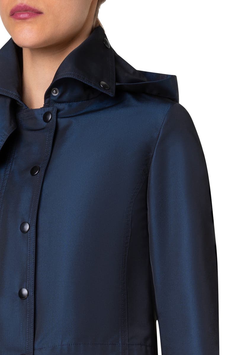 Akris punto Water Repellent Techno Satin Hooded Crop Jacket, Alternate, color, 