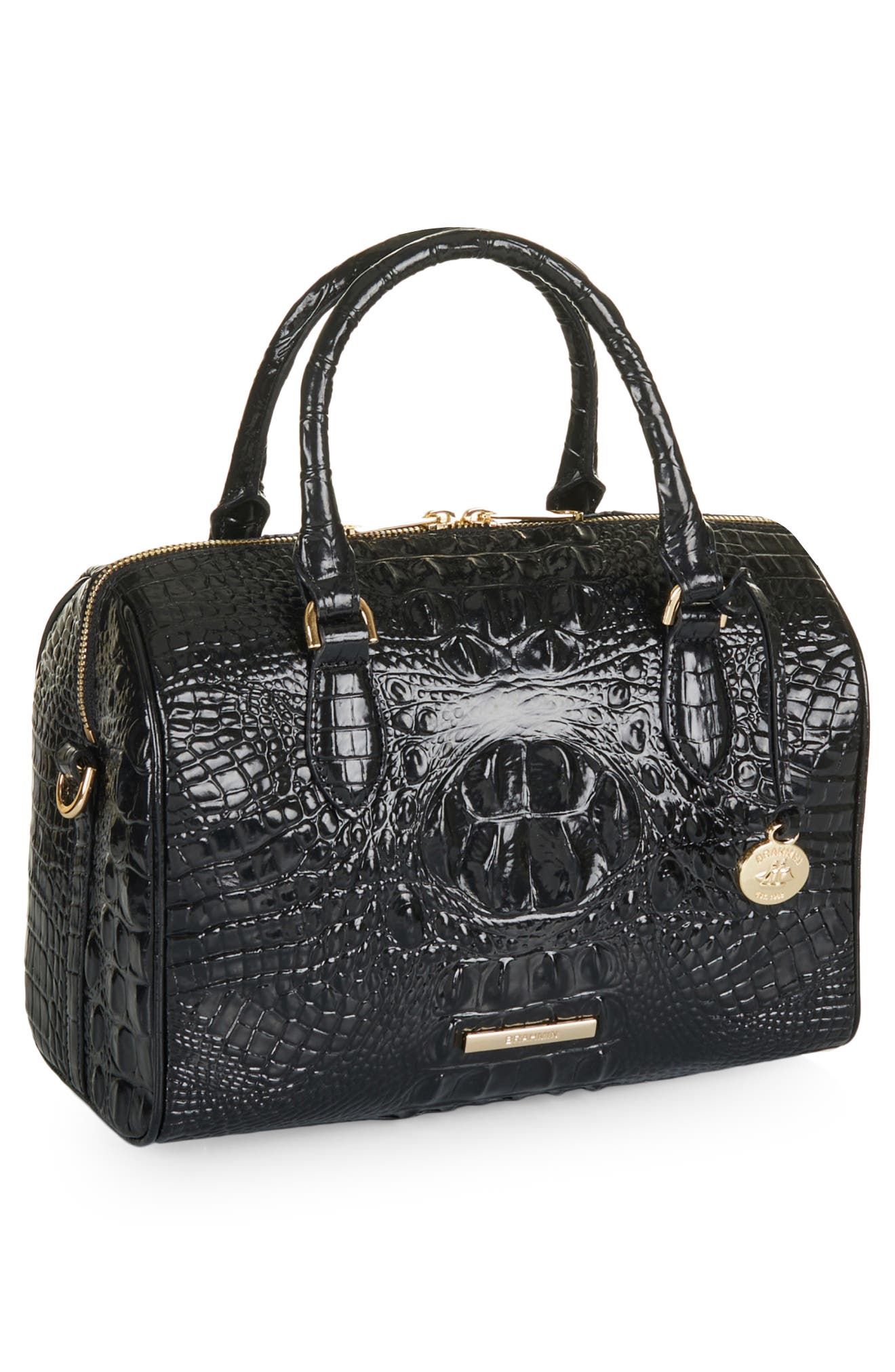 Brahmin Stacy Croc Embossed Leather Satchel, Alternate, color, 
