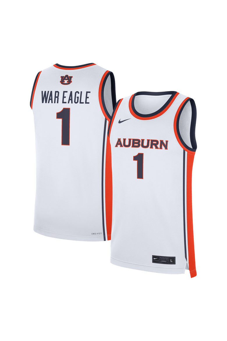 Men's Nike White Auburn Tigers #1 Home War Eagle Replica Basketball Jersey, Main, color, White