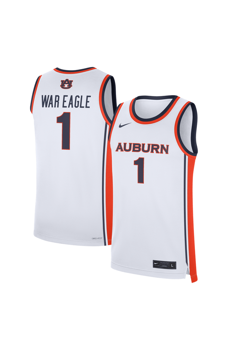 Nike Men's Nike White Auburn Tigers #1 Home War Eagle Replica Basketball Jersey, Main, color, White