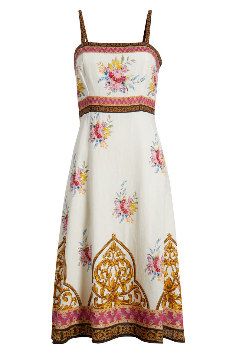 The Annalise Sleeveless Linen Blend Midi Dress, Alternate, color, TIARA GARDEN PRINT