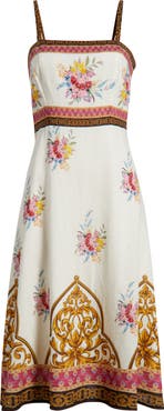 Elie Tahari The Annalise Sleeveless Linen Blend Midi Dress