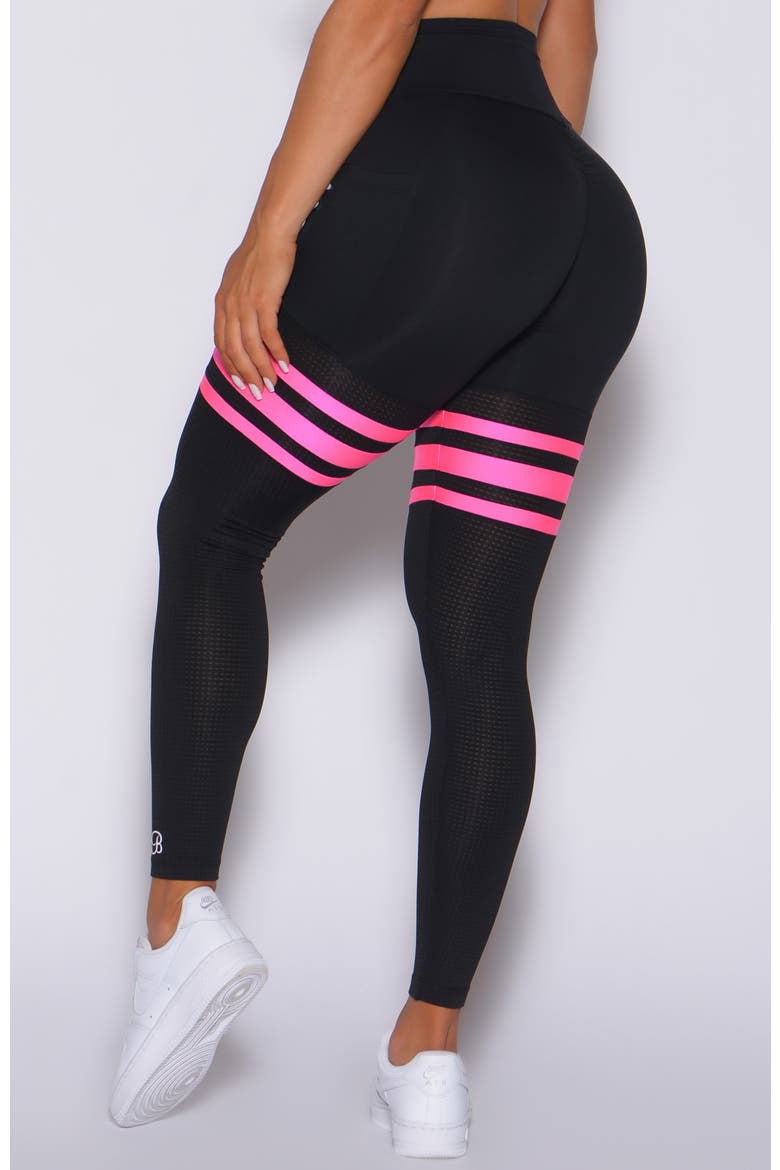 Scrunch Thigh Highs, Alternate, color, Black & Neon Pink
