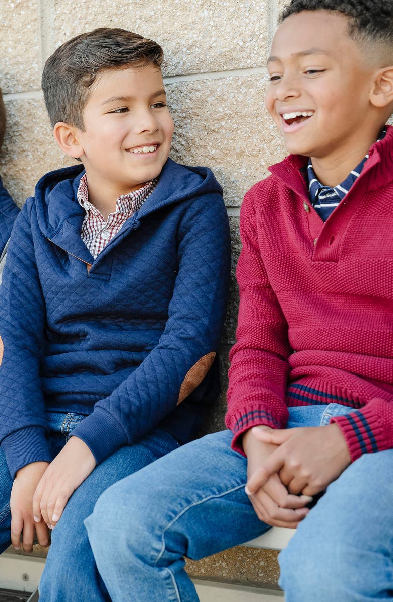 Hope & Henry Kids' Quilted Hooded Sweatshirt, Alternate, color, Navy Quilted