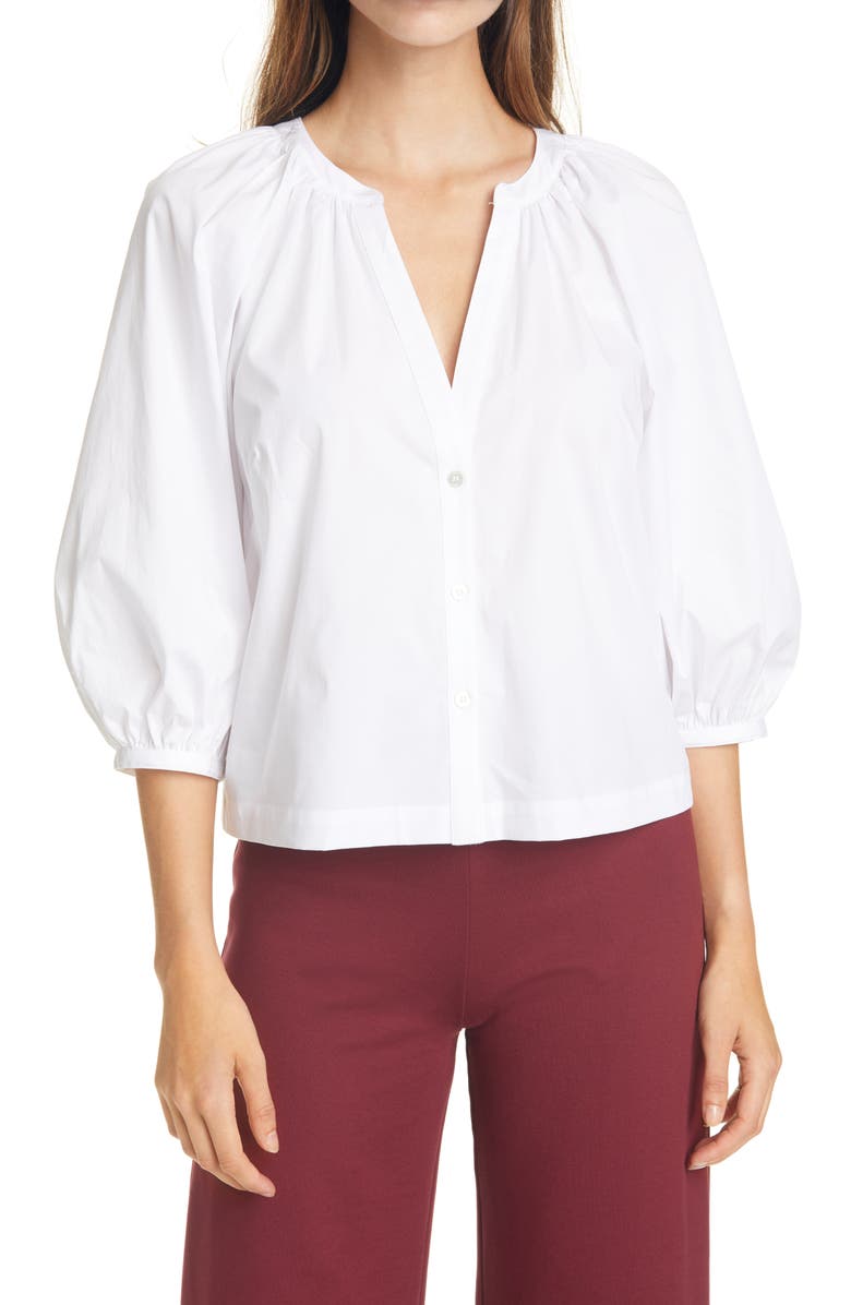 STAUD New Dill Stretch Cotton Button-Up Blouse, Main, color,