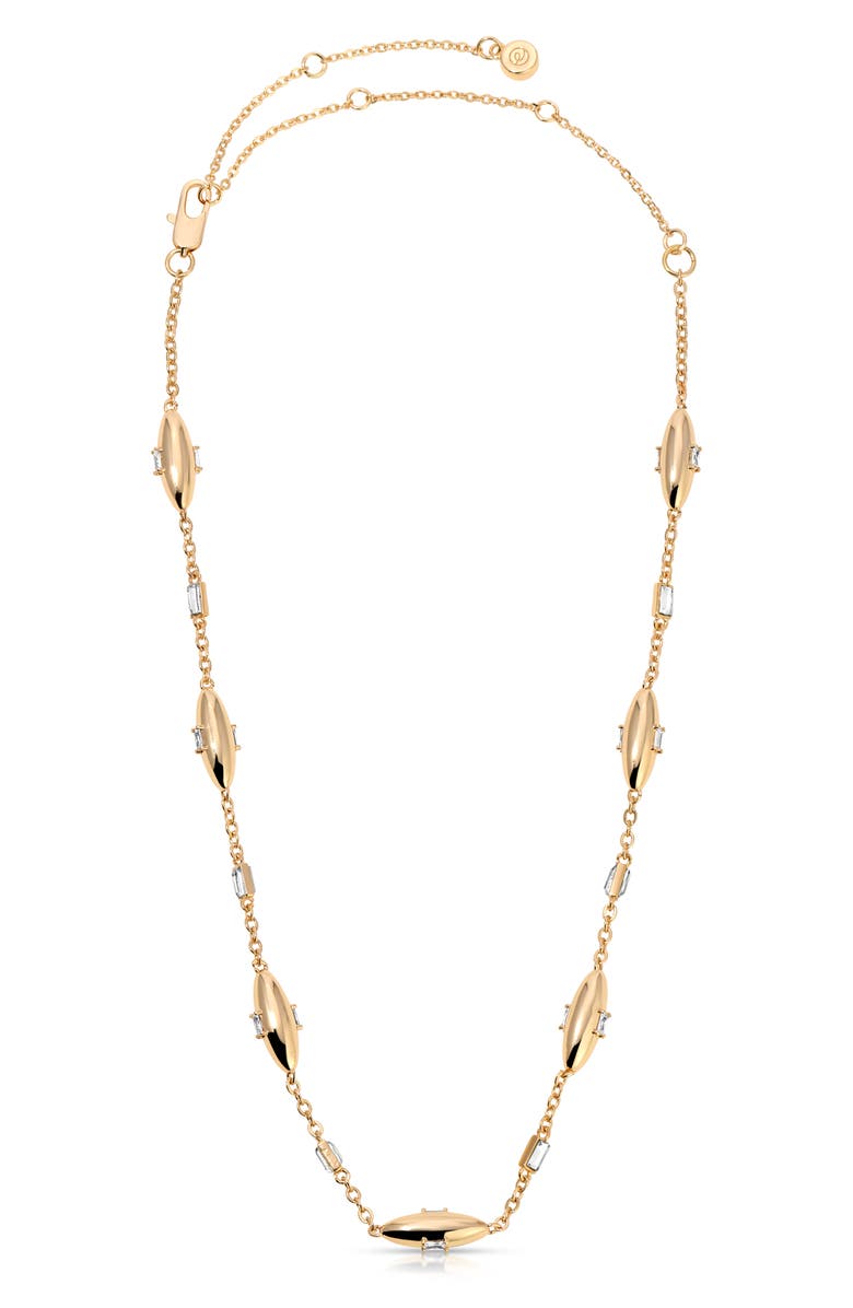 Ettika Baguette Cubic Zirconia Oval Station Necklace, Alternate, color, Gold