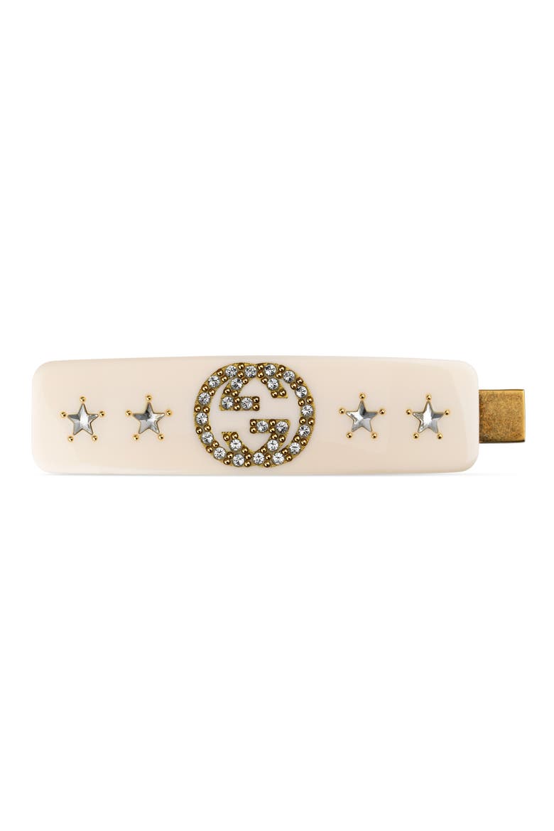 GG Star Hair Clip, Main, color, GOLD/ CREAM