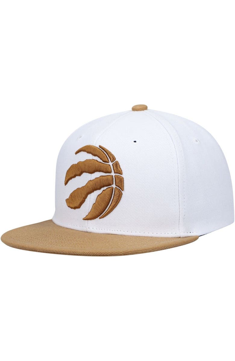 Mitchell & Ness Men's Mitchell & Ness White/Gold Toronto Raptors Hardwood Classics Core Snapback Hat, Main, color,