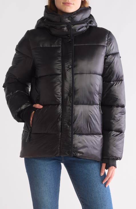 Channel Quilted Hooded Puffer Jacket