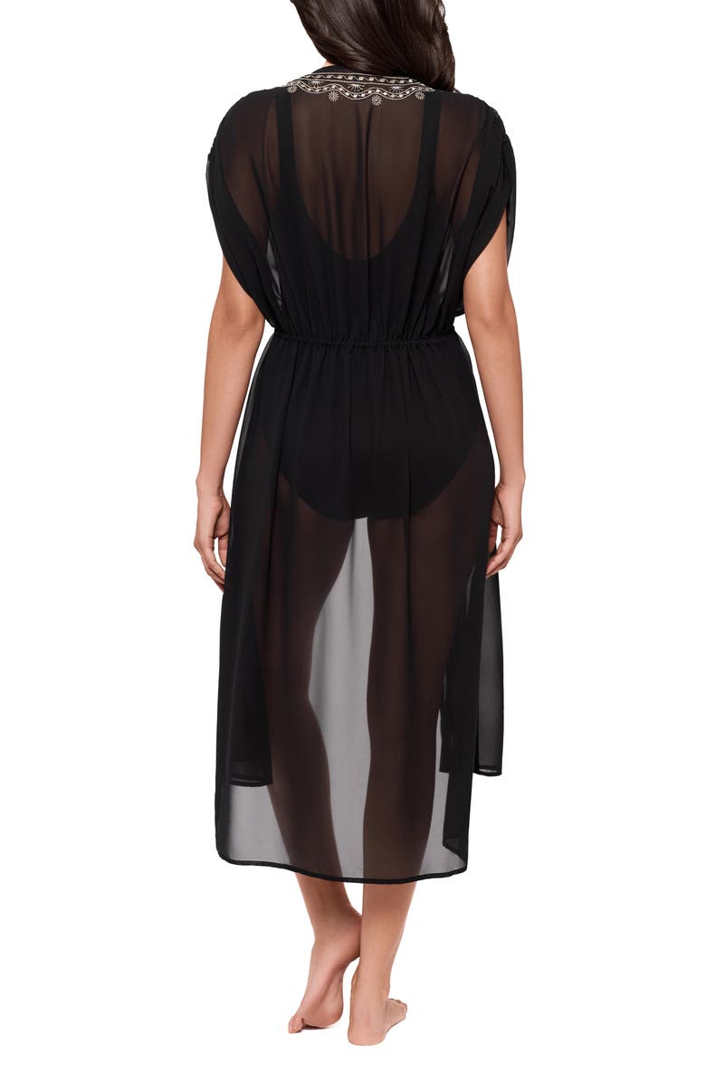 Miraclesuit<sup>®</sup> Beaded Embrodiered Georgette Cover-Up, Alternate, color, Black
