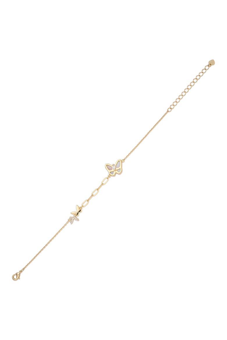 Flutter 14k Gold Plated Butterfly Chain Bracelet, Alternate, color, GOLD