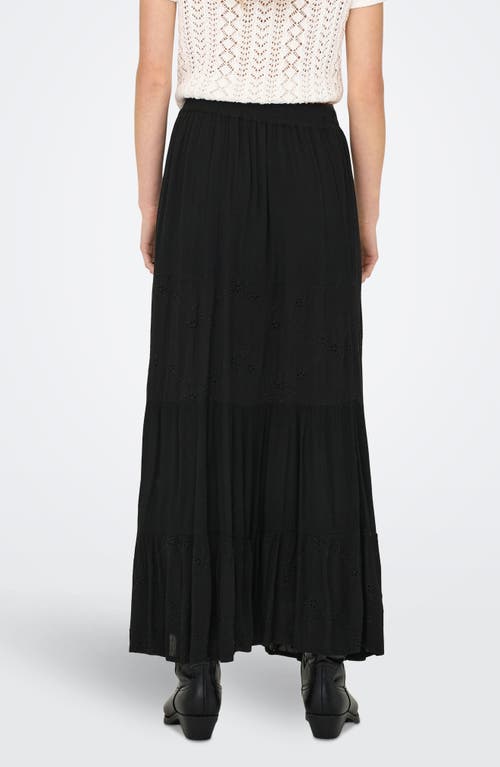 Only Onlchiara Broderie Maxi Skirt In Black