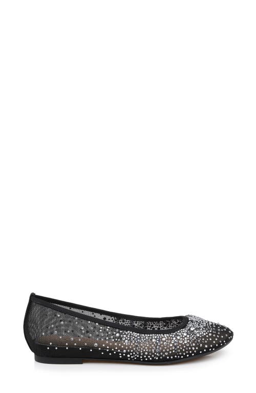 Jewel Badgley Mischka Nuala Embellished Flat In Black Mesh