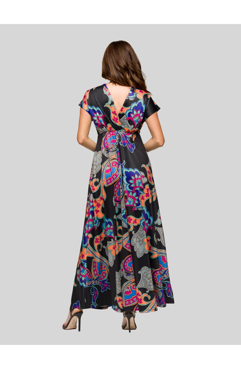 24seven Comfort Apparel Sleeveless V-Neck Maxi Dress with Pocket Detail, Alternate, color, Black Multi