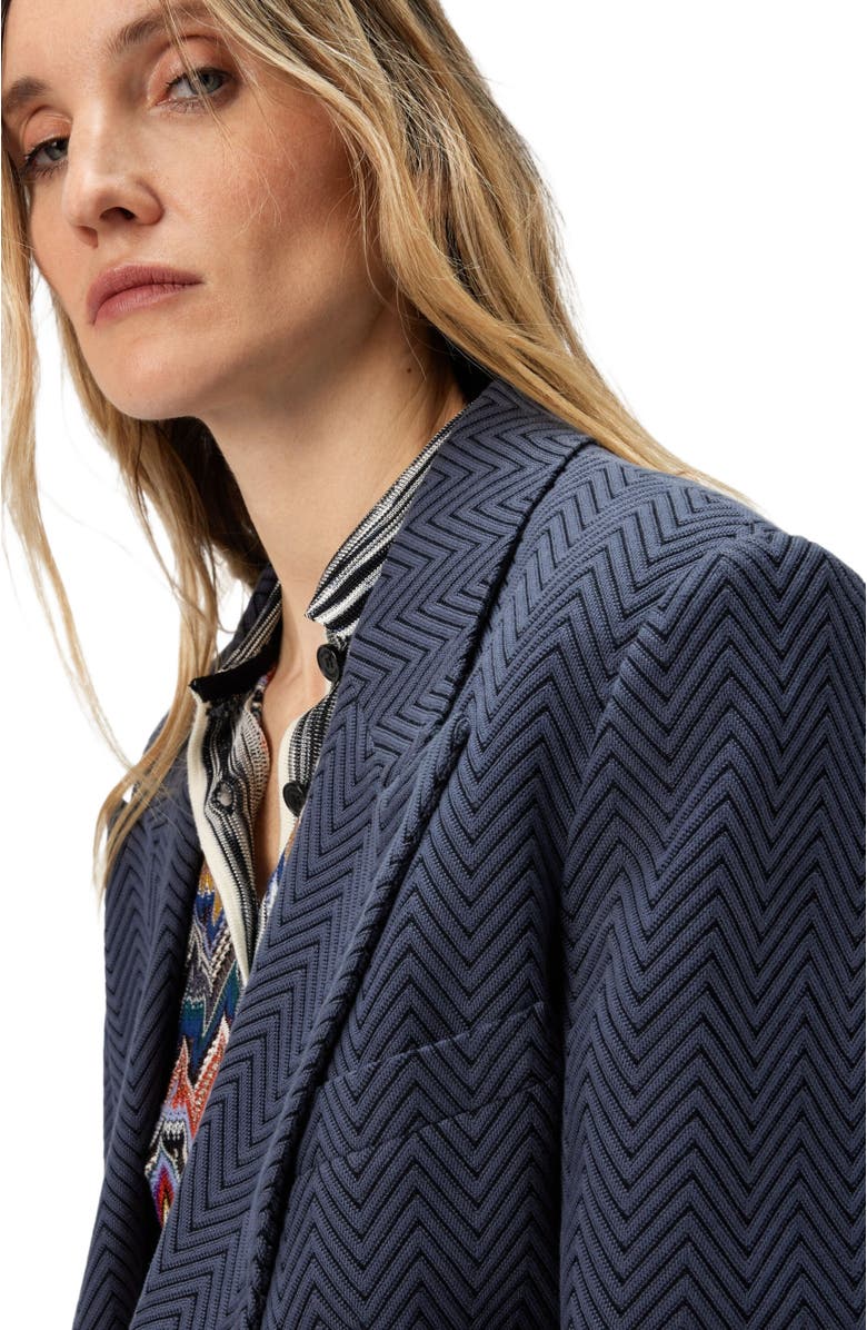 Missoni Single-breasted Blazer With Zigzag Pattern, Alternate, color, Blue