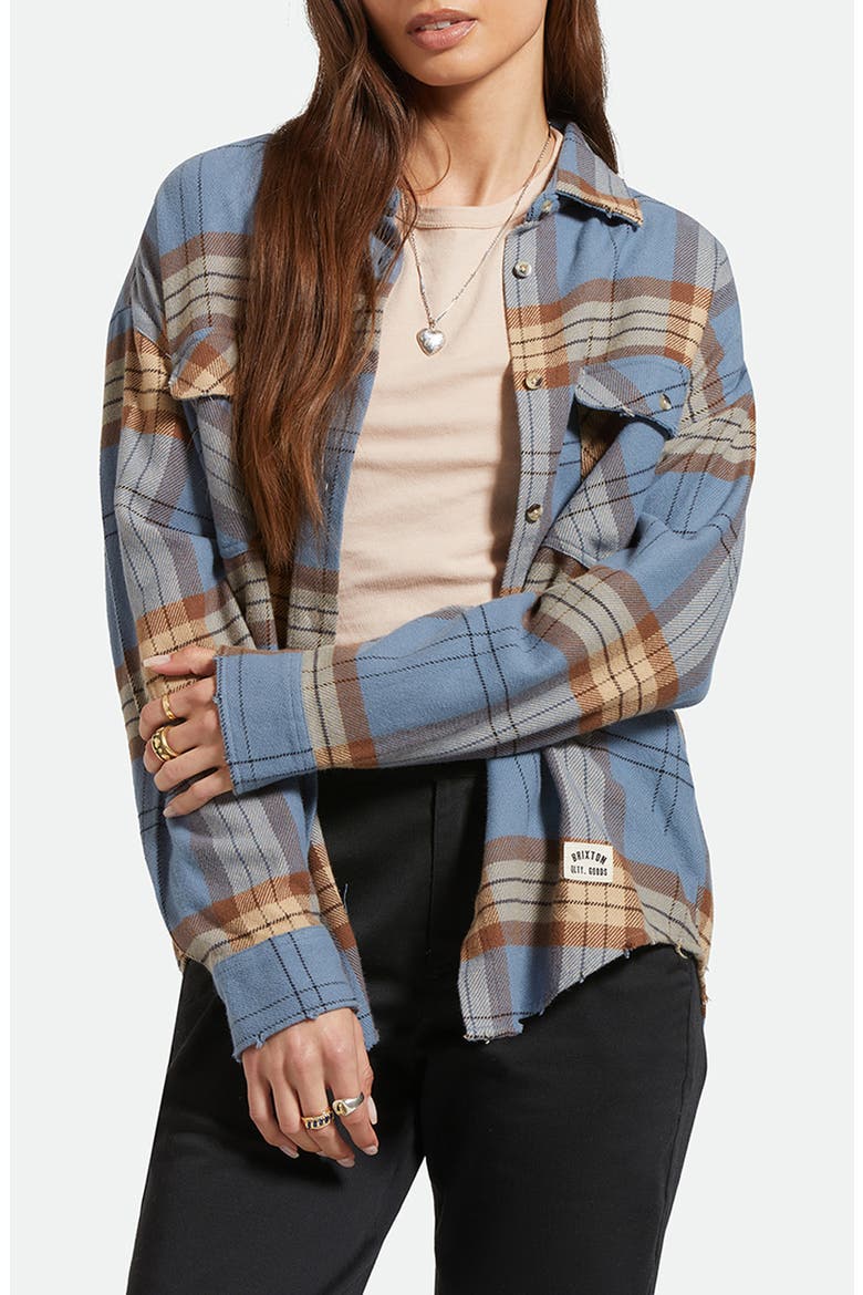 Bowery Relaxed Fit Flannel Button-Up Shirt, Main, color, FLINT BLUE