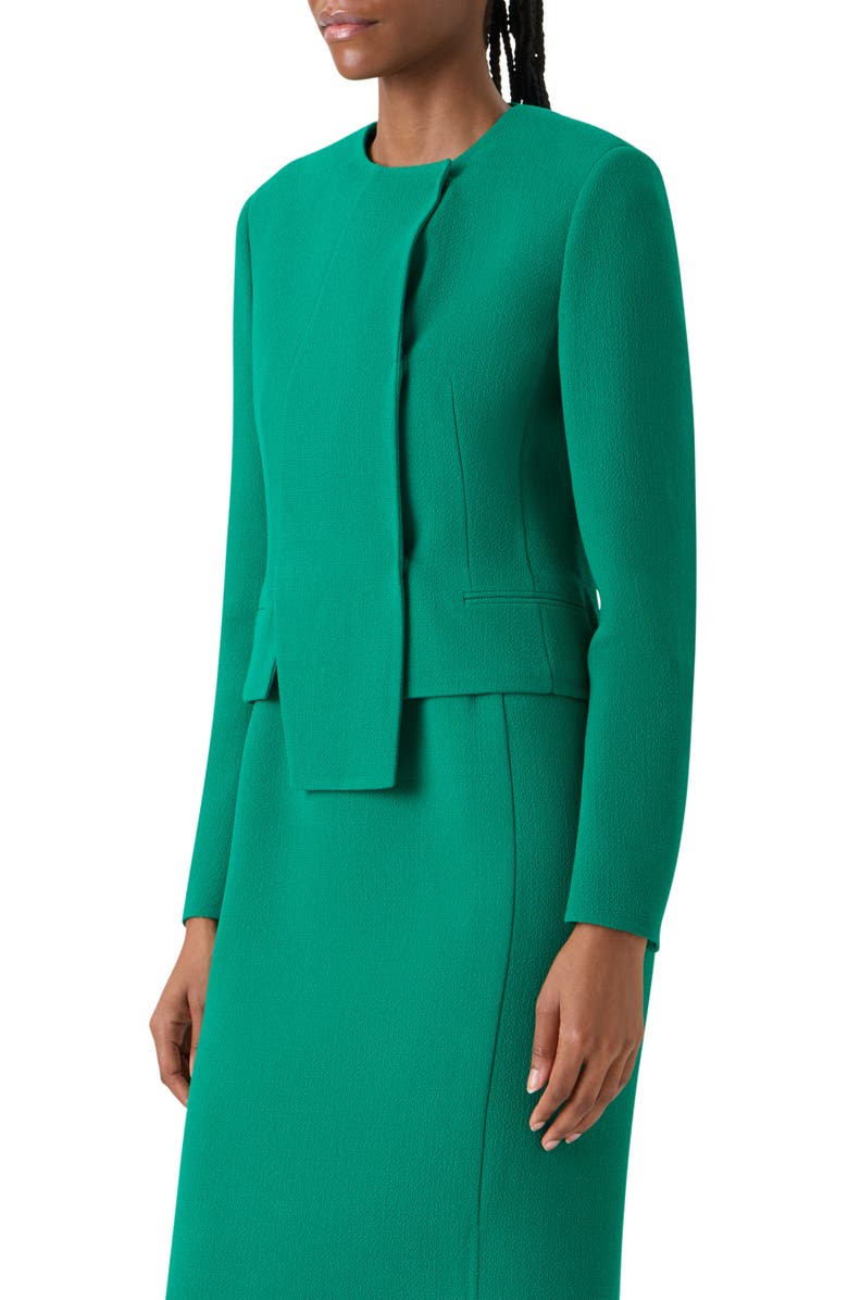 Akris Hemilio Polygon Virgin Wool Crepe Jacket, Alternate, color, Tourmaline