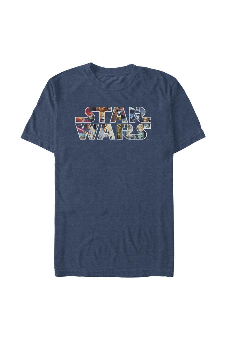 Mens Star Wars Epic Logo T Shirt, Main, color, Navy Blue Heather