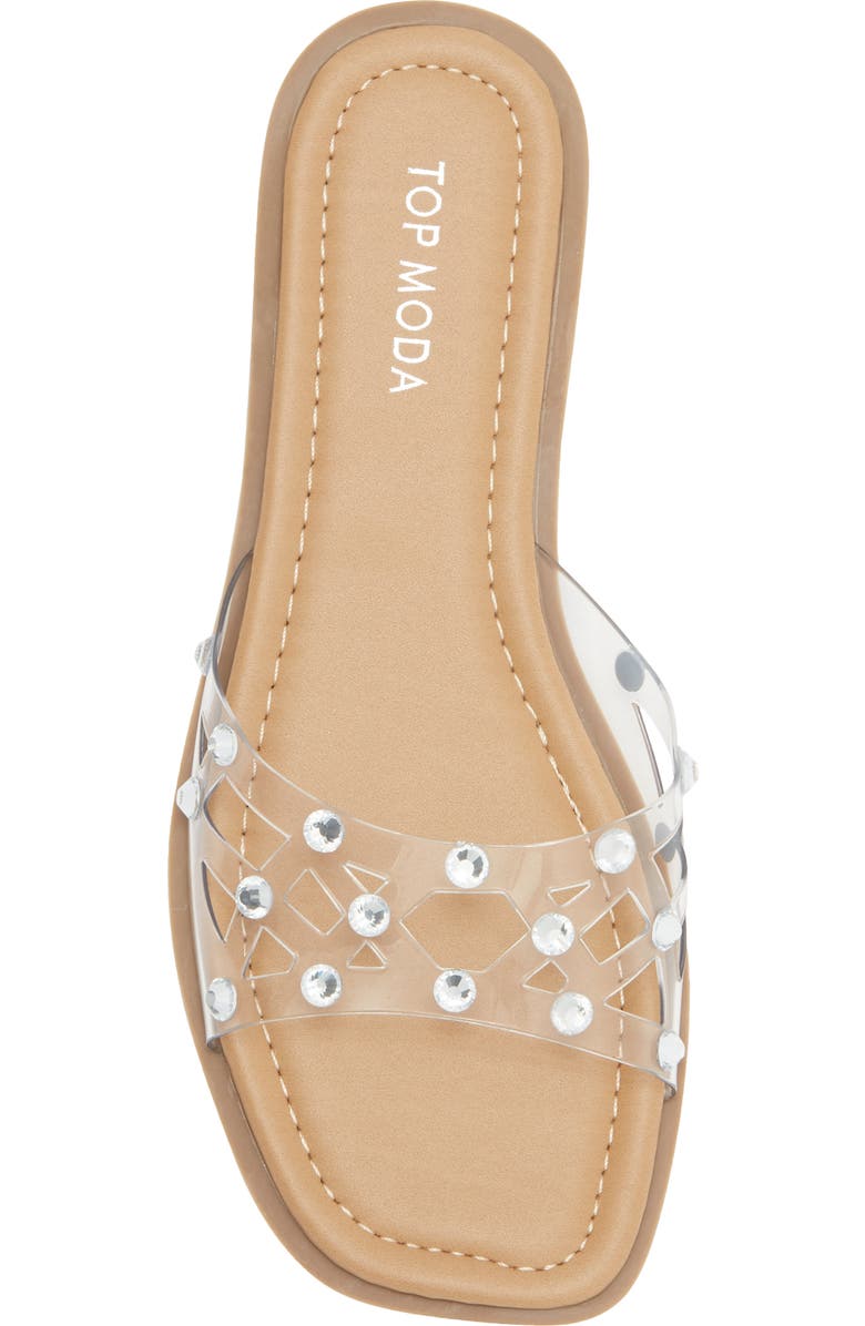 TOP MODA Zita Rhinestone Strap Slide Sandal, Alternate, color, Silver Pu