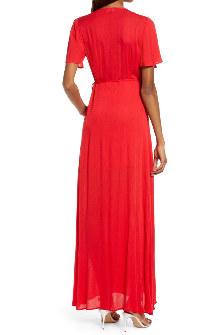Much Obliged Wrap Maxi Dress, Alternate, color, RED