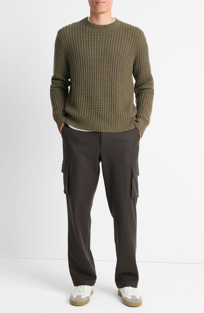Vince Macro Waffle Stitch Sweater, Alternate, color, Surplus Olive