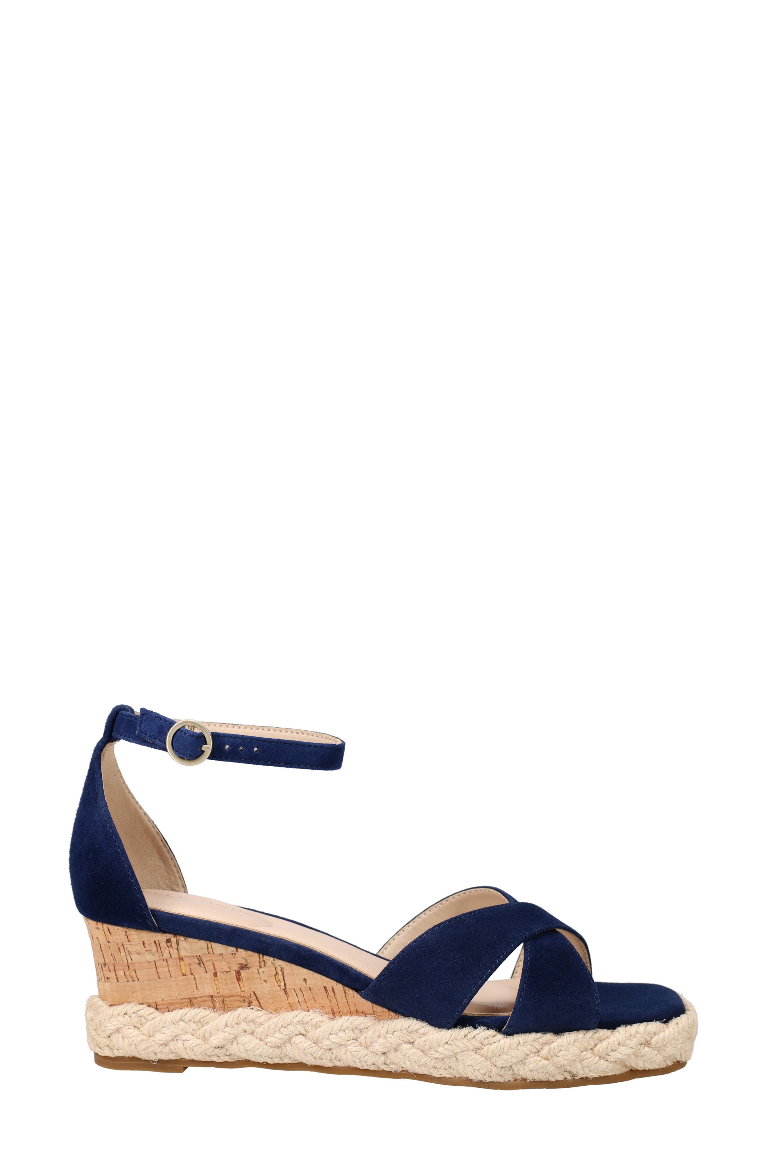Pelle Moda Pippen Ankle Strap Wedge Slide Sandal, Alternate, color, Midnight