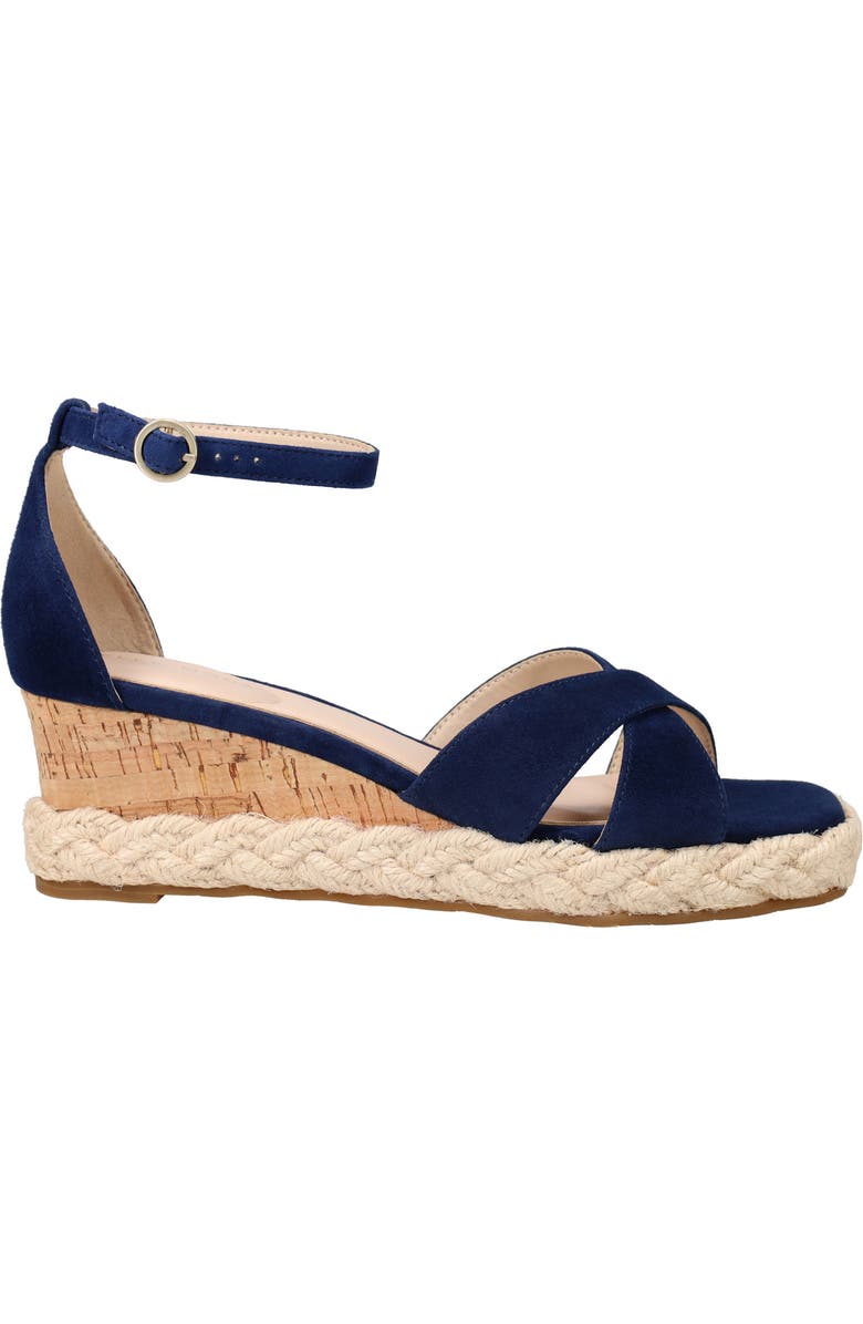 Pelle Moda Pippen Ankle Strap Wedge Slide Sandal, Alternate, color, Midnight