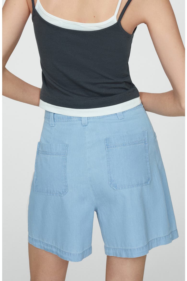 Mid Waist Chambray Shorts, Alternate, color, LIGHT BLUE
