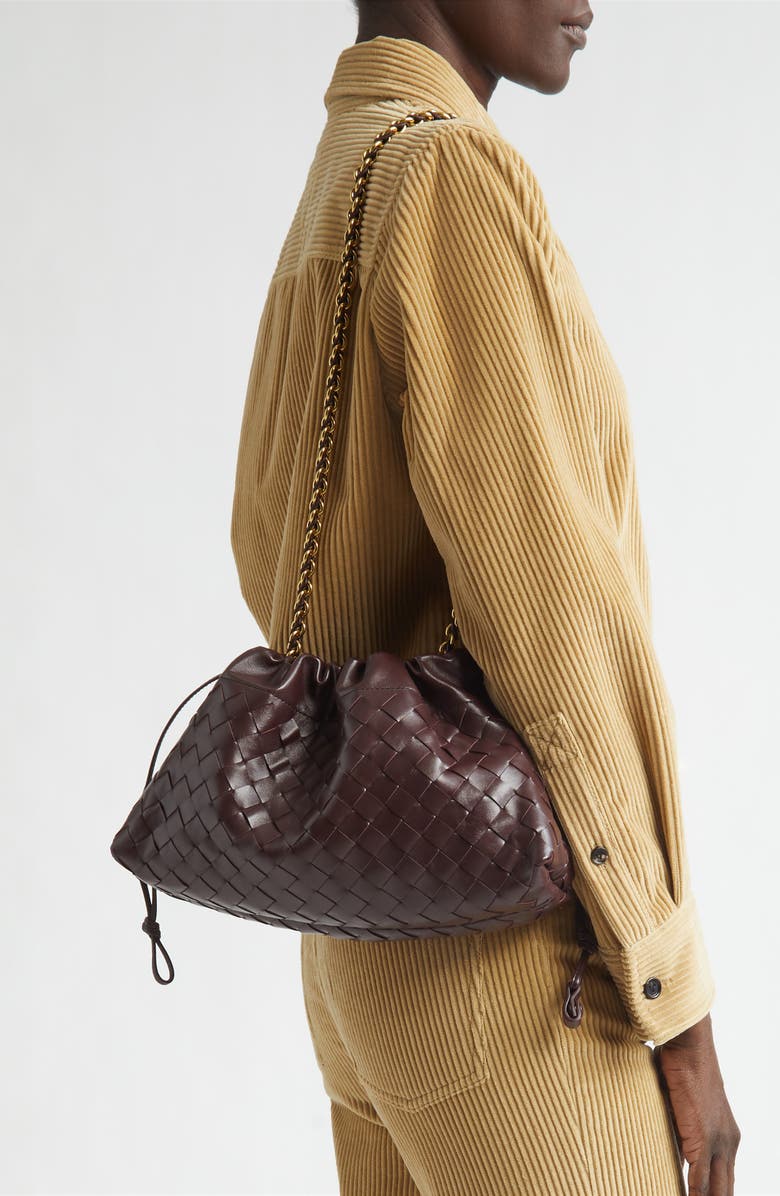 Bottega Veneta Dustbag Intrecciato Leather Shoulder Bag, Alternate, color, 2264 Dark Barolo-M Brass