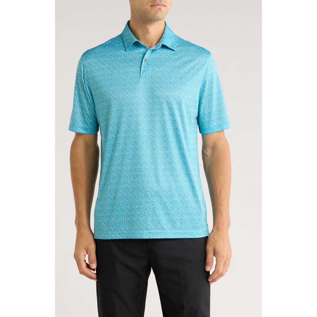 Greg Norman Print Knit Golf Polo In Blue