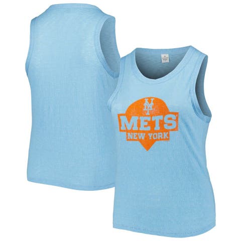 Women's Soft as a Grape Light Blue New York Mets Plus Size High Neck Tri-Blend Tank Top
