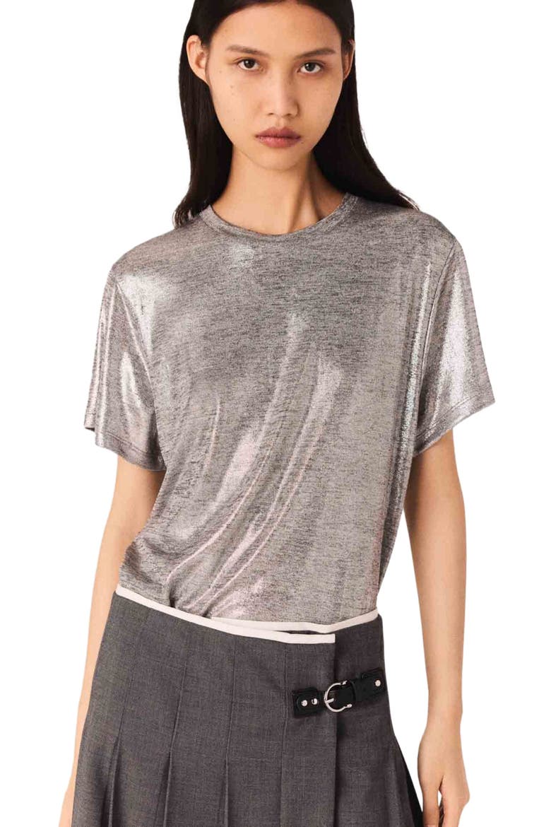 Metallic T-shirt, Alternate, color, SILVER