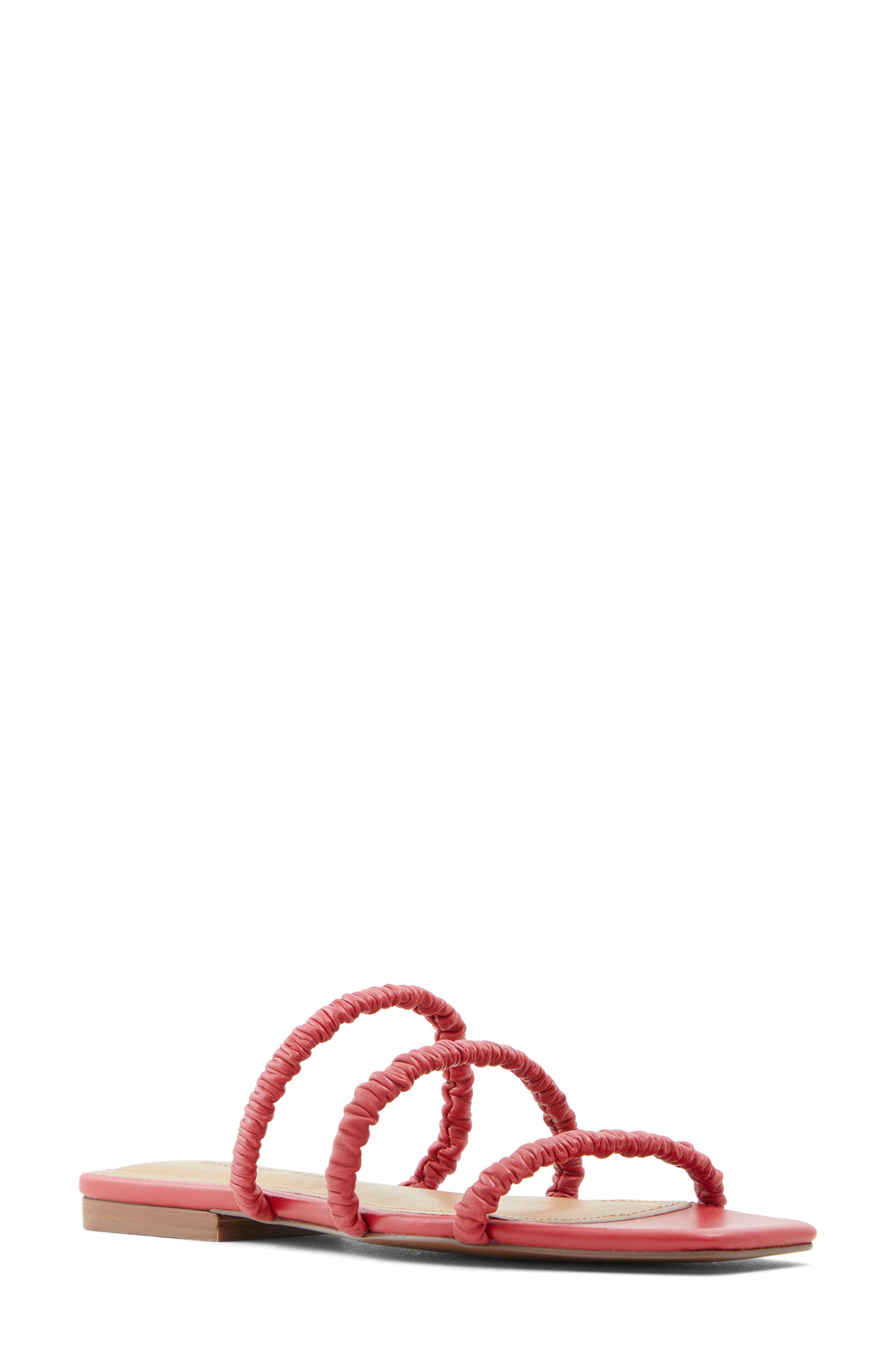 Slide Sandal, Main, color, RED NAPPA LEATHER