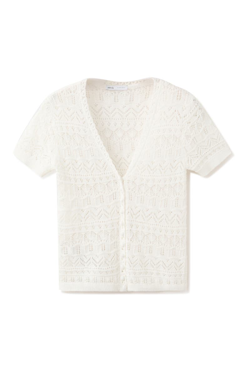 Open Knit Short Sleeve Cardigan, Alternate, color, ECRU