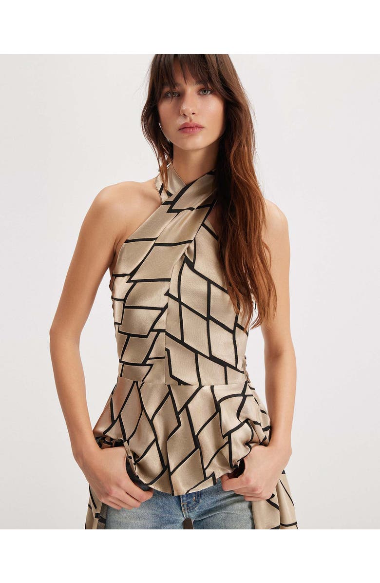 THEO The Label Theia Retro Burnout Hi-Low Halter Top, Alternate, color, Sand