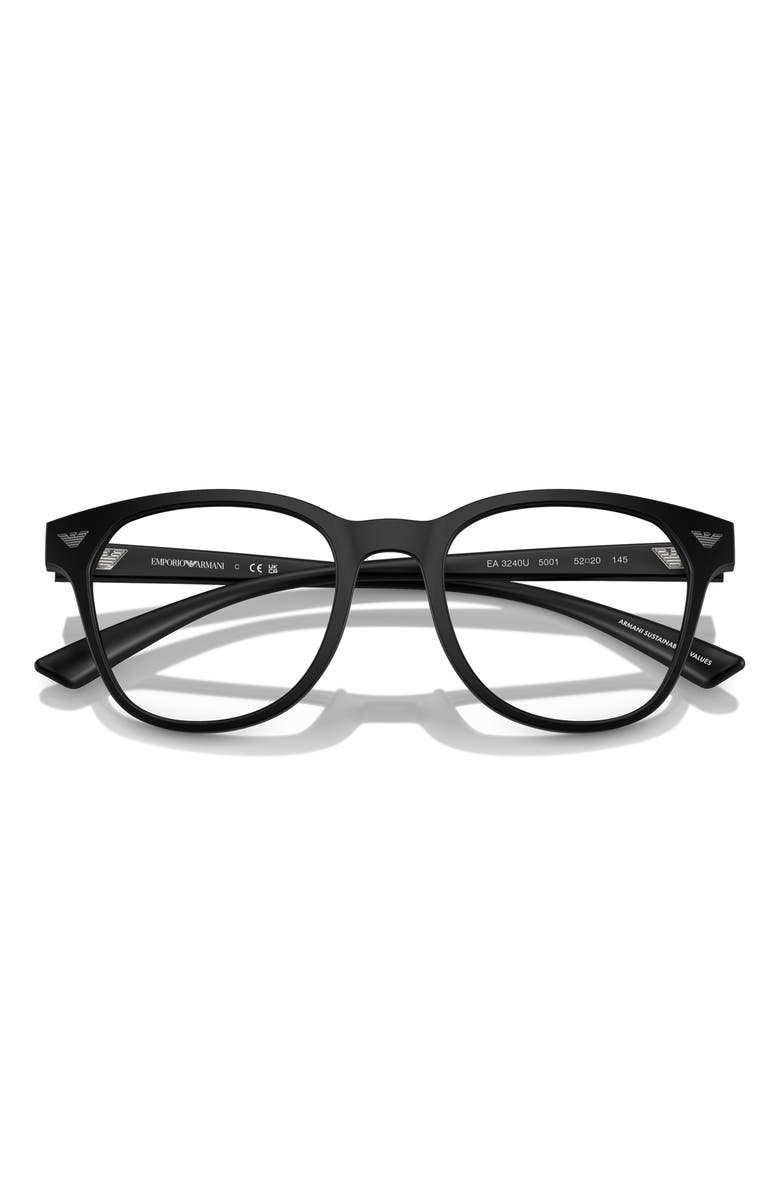 Emporio Armani 52mm Phantos Optical Glasses, Alternate, color, Matte Black / Demo Lens