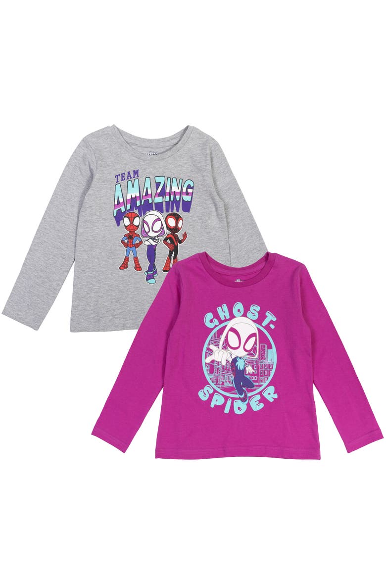 Spidey and His Amazing Friends 2-Piece Long Sleeve T-Shirts, Main, color, Ghost Spider Magenta