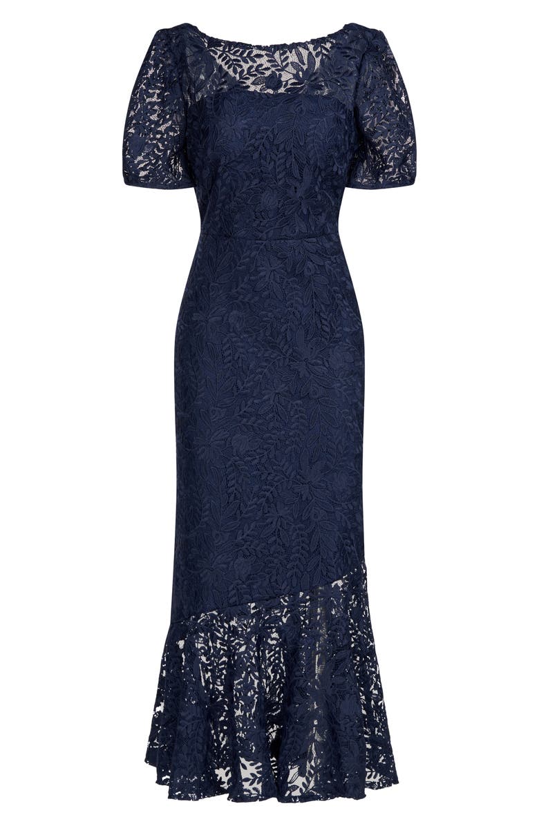 Kay Unger Portia Lace Asymmetric Hem Dress, Alternate, color, 