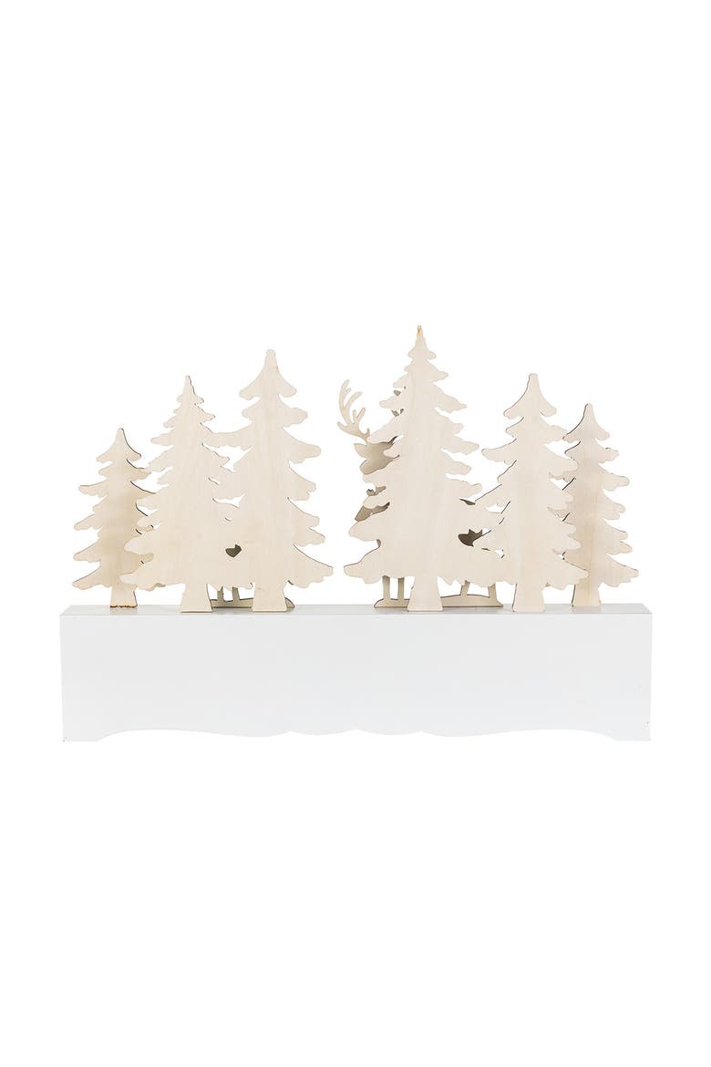 Wooden Christmas Tree & Reindeer Advent Countdown Calendar, Alternate, color, White