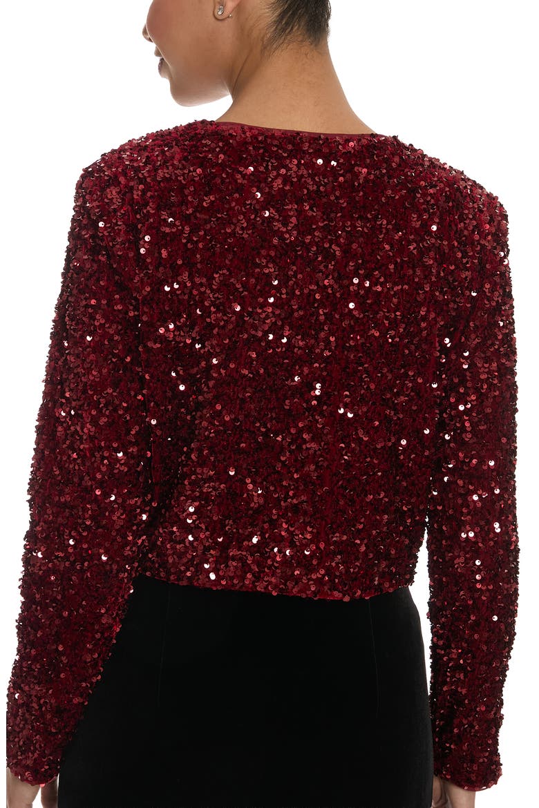 Double Bow Sequin Jacket, Alternate, color, WINE