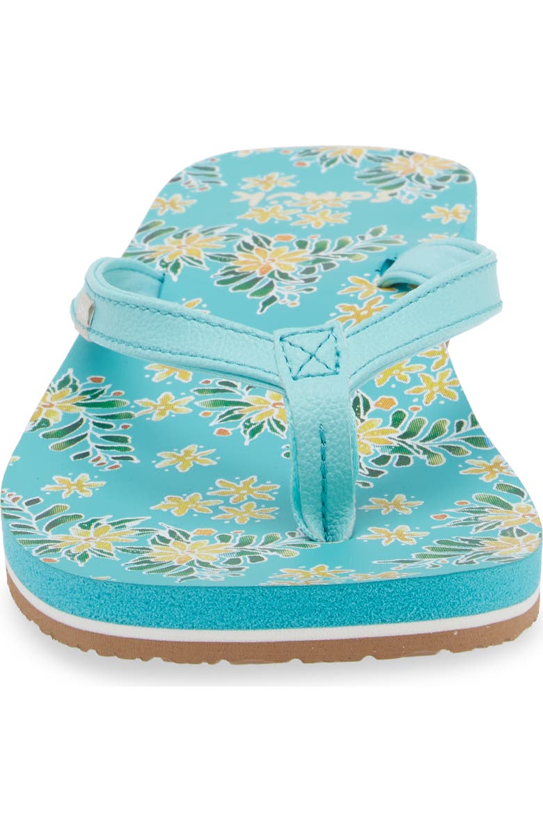 Sanuk Yoga Joy Floral Flip Flop, Alternate, color, Aqua Splash