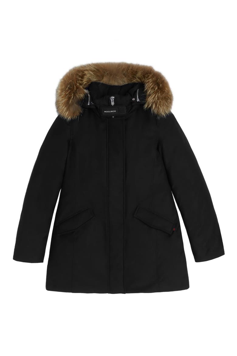 Luxe Arctic Down Parka with Genuine Coyote Fur Trim, Alternate, color, BLACK