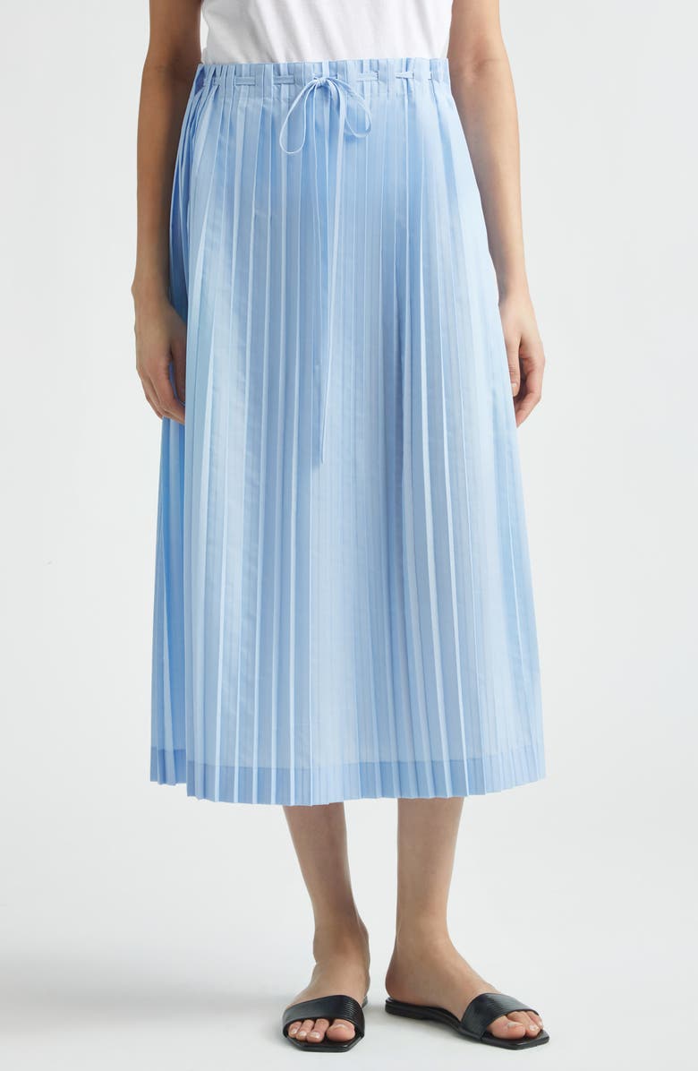 TOTEME Drawstring Waist Pleated Midi Skirt, Main, color, Light Blue