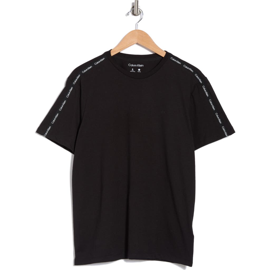 Calvin Klein Logo Tape Sleeve T-shirt In Black